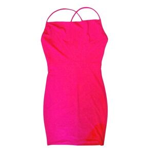 Hot Pink Bodycon Strappy Open Back Sleeveless Bodycon Mini Dress - Small